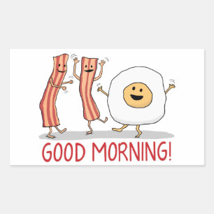 Cute and Funny Bacon and Egg Good Morning Rechthoekige Sticker