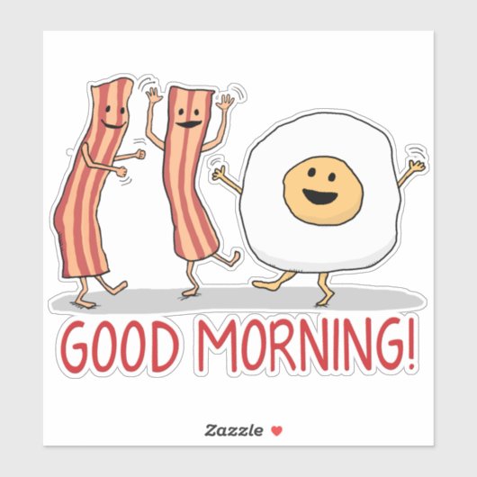 Cute and Funny Bacon and Egg Good Morning Sticker (Vel)