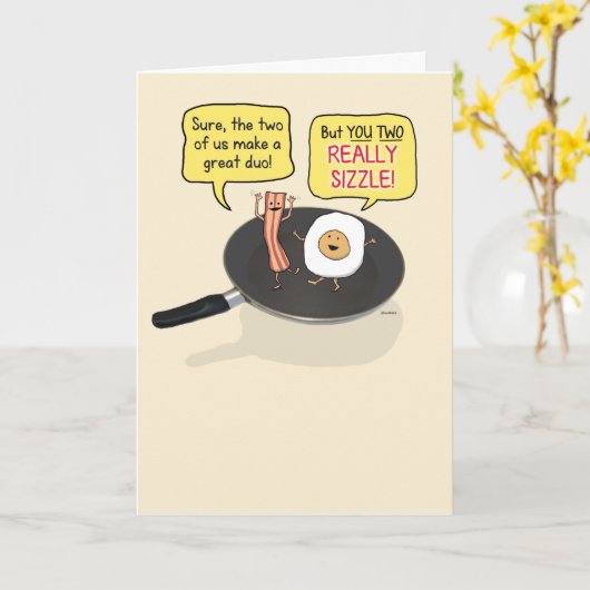 Cute and Funny Bacon and Egg Happy Jubileum Kaart (Gele Bloem)