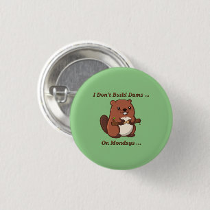 Cute and Funny Beaver Button