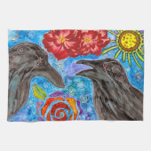 Cute and Funny Bickering Crows Kitchen Towel Theedoek (Horizontaal)