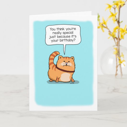 Cute and Funny Cat Echt speciale verjaardag Kaart (Gele Bloem)