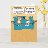 Cute and Funny Cat Ignoring Dog Birthday Kaart (Gele Bloem)