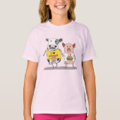 Cute and Funny Cow and Pig Friends T-shirt (Voorkant)