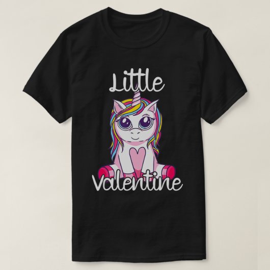 Cute and Funny Design Unicorn Little Valentijn T-shirt (Design voorkant)