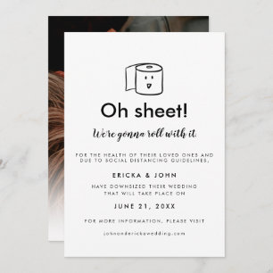 Cute and Funny Downsized Wedding Photo Aankondiging