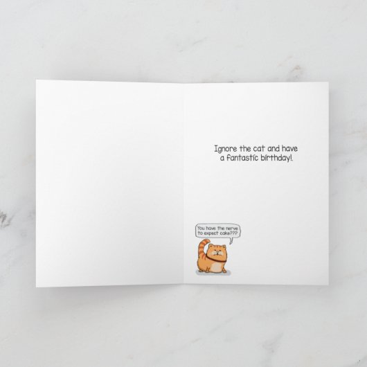 Cute and Funny Excited Dog and Grumpy Cat Birthday Kaart (Binnen)