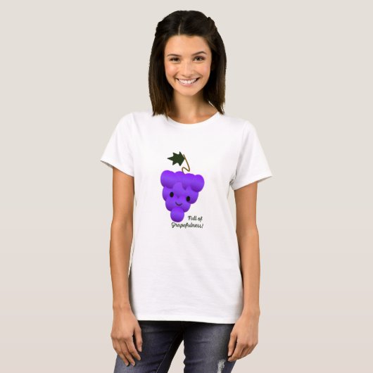 Cute and Funny Full of Grapefulness Grapes T-shirt (Voorkant volledig)