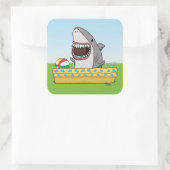 Cute and Funny Happy Shark in Pool Vierkante Sticker (Tas)