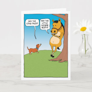 Cute and Funny Horse and Dachshund Birthday Kaart