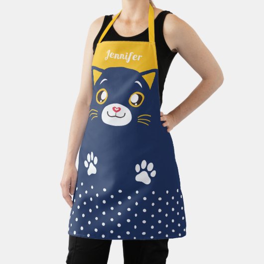 Cute and Funny Kitten Face Polka Dots Paw Schort (Insitu)