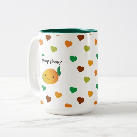 Cute and Funny Mangoificent Mango Tweekleurige Koffiemok (Voorkant links)