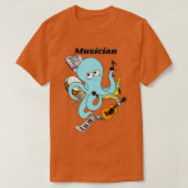 Cute and Funny Musician Octopus Design T-shirt (Design voorkant)