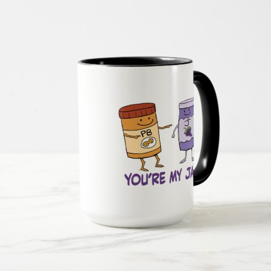 Cute and Funny Peanut Butter Je bent mijn jam Mok (Voorkant rechts)