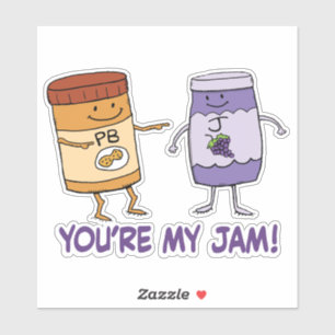 Cute and Funny Peanut Butter Je bent mijn jam Sticker