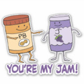 Cute and Funny Peanut Butter Je bent mijn jam Sticker (Voorkant)