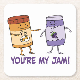 Cute and Funny Peanut Butter Je bent mijn jam Vierkante Kartonnen Onderzetter