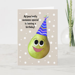 Cute and Funny Pear Birthday Card voor iedereen Kaart