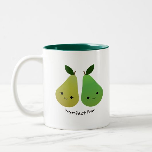 Cute and Funny Pearfect Pair Pears Tweekleurige Koffiemok (Links)