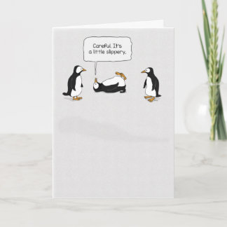 Cute and Funny Penguin schuift op Ice Kaart