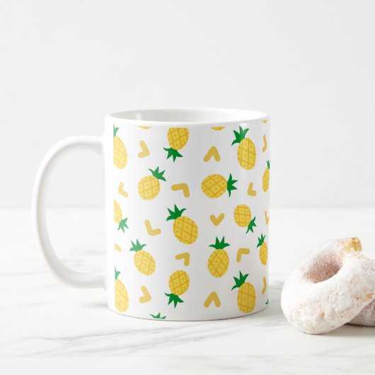 Cute and Funny Pineapple Pattern Koffiemok (Met donut)