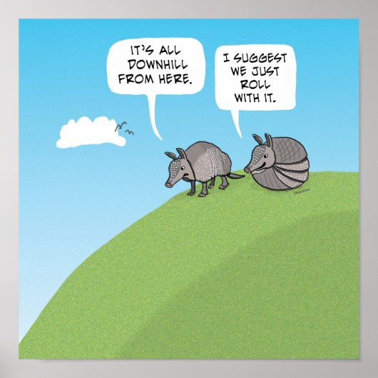 Cute and Funny Roll met Armadillos Poster (Voorkant)