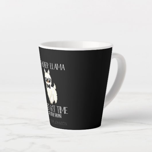 Cute and Funny Teacher Llama | Aangepaste naam Latte Mok (Rechterhoek)