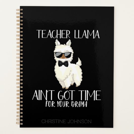 Cute and Funny Teacher Llama | Aangepaste naam Planner (Voorkant)