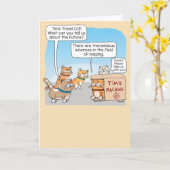 Cute and Funny Time Traveling Cat in Box Birthday Kaart (Gele Bloem)