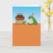 Cute and Funny Turtle and Frog Birthday Kaart (Gele Bloem)