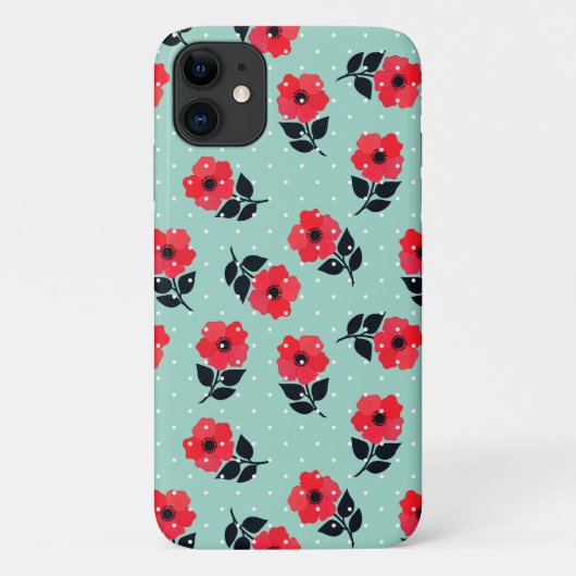 Cute and Girly Red Flowers Pattern Case-Mate iPhone Case (Achterkant)