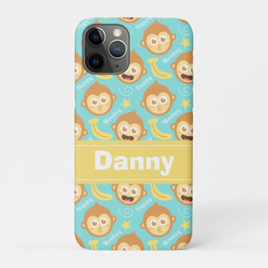 Cute and Happy Monkey, Bananas en Stars Pattern Case-Mate iPhone Case (Achterkant)