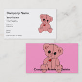 Cute and Happy Pink Teddy Bear Visitekaartje (Voorkant / Achterkant)