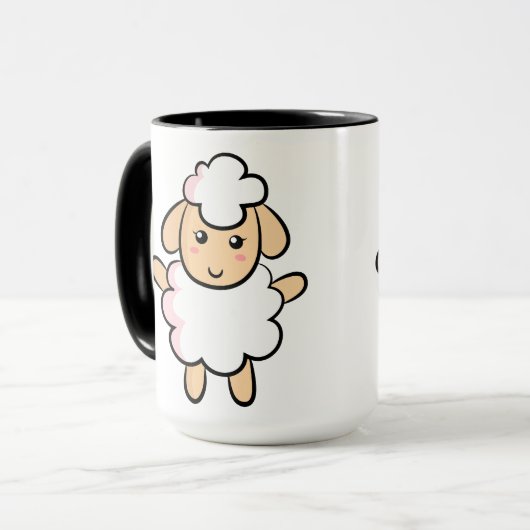 Cute and Happy Sheep Mok (Voorkant links)