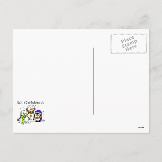 Cute and Jolly Snowmen and Penguins Het is Kerstmi Feestdagenkaart (Achterkant)