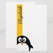 Cute and Modern Cartoon Penguin Briefpapier (Voorkant / Achterkant)
