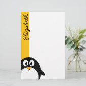 Cute and Modern Cartoon Penguin Briefpapier (Staand voorkant)