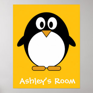 Cute and Modern Cartoon Penguin Poster