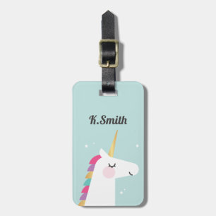 Cute and Modern Rainbow Unicorn Bagagelabel