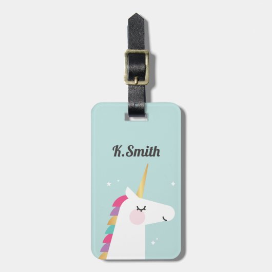 Cute and Modern Rainbow Unicorn Bagagelabel (Voorkant verticaal)