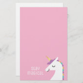Cute and Modern Rainbow Unicorn Briefpapier (Voorkant / Achterkant)