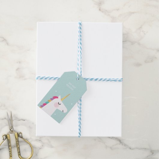 Cute and Modern Rainbow Unicorn Cadeaulabel (Met Touw)