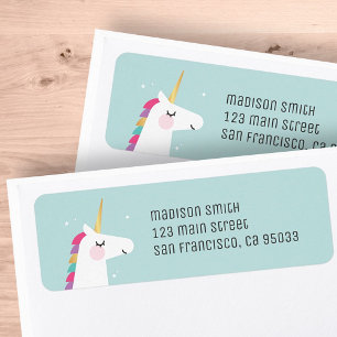Cute and Modern Rainbow Unicorn Etiket