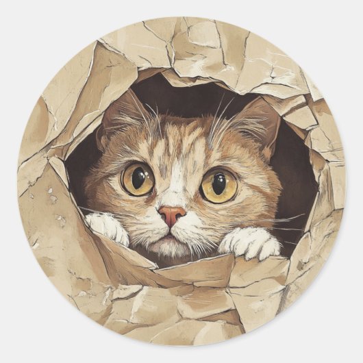 Cute and Playful Kitten Ronde Sticker (Voorkant)