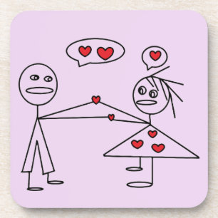 Cute and Romantic Stick Figuurpaar in LOVE Onderzetter