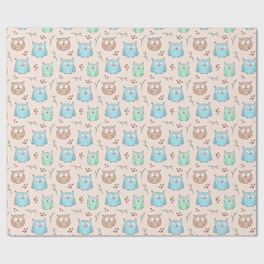 Cute and Schattig Tiny Owls Birds Pattern | Cadeaupapier (Vlak)