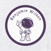 Cute and Simple Astronaut Custom Kids Name Labels (Design 1)