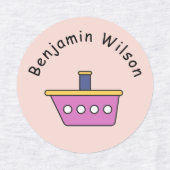 Cute and Simple Transportation Custom Name Kids Labels (Design 2)