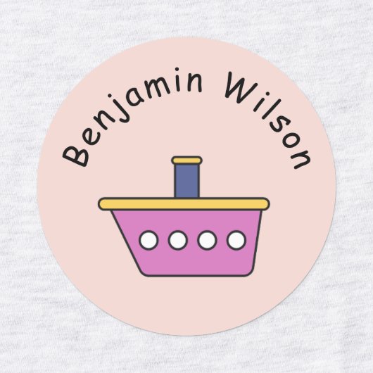 Cute and Simple Transportation Custom Name Kids Labels (Design 2)