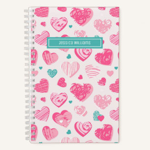 Cute and Sweet Heart Pattern Girly Pink Notitieboek